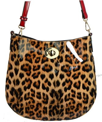 Leopard Glossy Animal Printed Satchel Crossbody Bag L01 RD